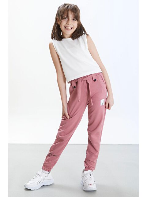 Cansın Mini Gül Kurusu Fashion Girl Armalı Kuşaklı Kız Çocuk Eşofman Altı - S000139837-20028