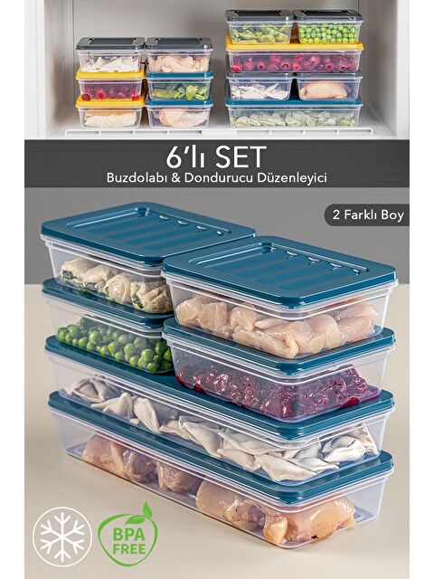 Meleni Home 6'lı Saklama Kabı Petrol 2 x 1170 ml 4 x 600 ml - S000378915-17234