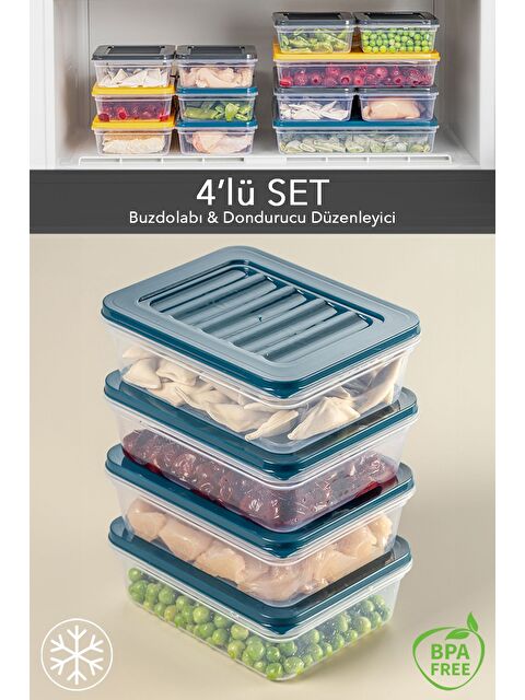 Meleni Home 4'lü Saklama Kabı Petrol 4 x 600 ml - S000378916-17234