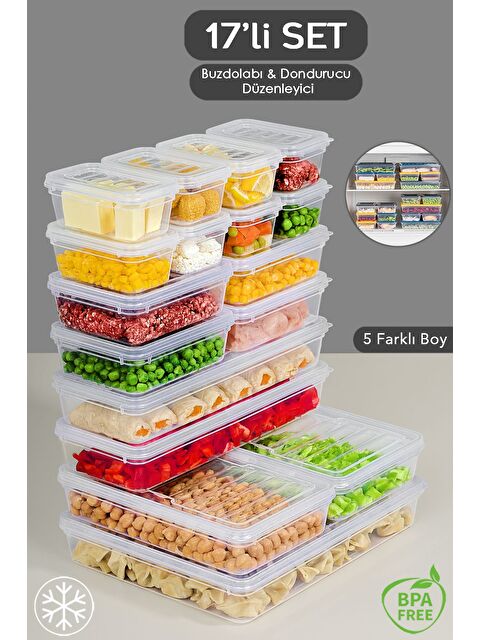 Meleni Home 17 Parça Şeffaf Kapaklı Seti Organizer Düzenleyici Gıda Erzak Kabı - S000378918-26865