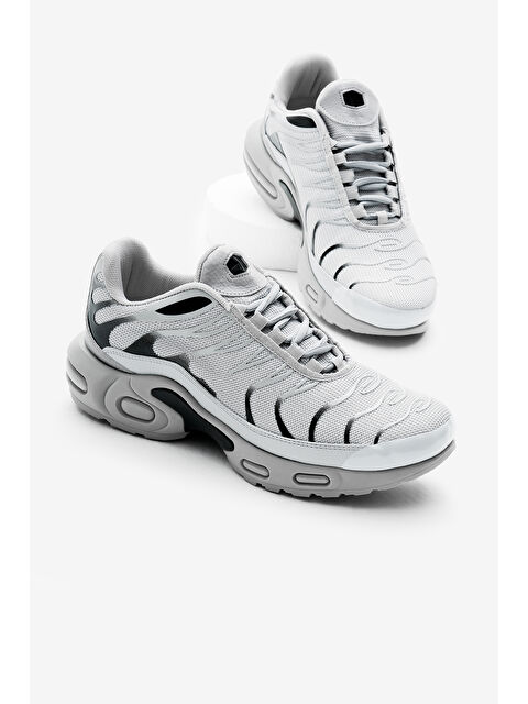 TONNY BLACK Unisex Gri Siyah Faylon TPU Taban Nefes Alabilen Kumaş Bağcıklı Spor Ayakkabı - S000356320-37287