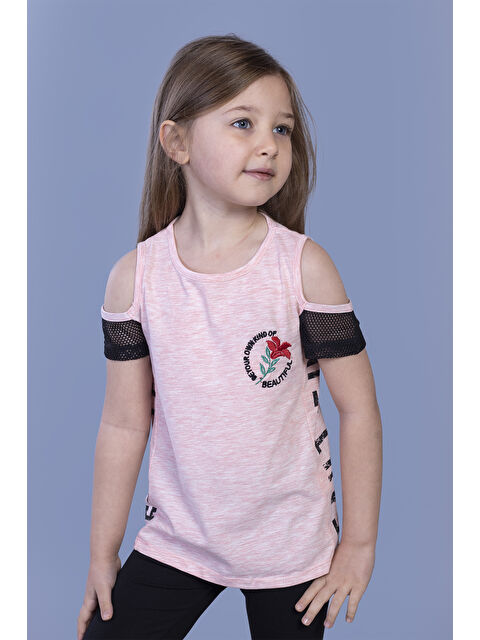 Toontoykids Kız Çocuk Göğsü Nakışlı Tişört - S000255355-20024