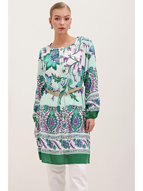 Bigdart 5902 Kemerli Desenli Elbise - S000141626-18194