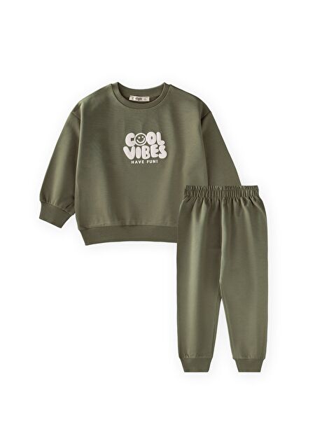 CİGİT Cool Vibes Baskılı Takım 2-7 Yaş Yeşil
