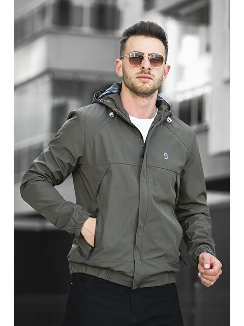 Oksit Suya Dayanaklı Slim Fit Erkek Kapüşonlu Mevsimlik Mont Yağmurluk - S000126126-18547