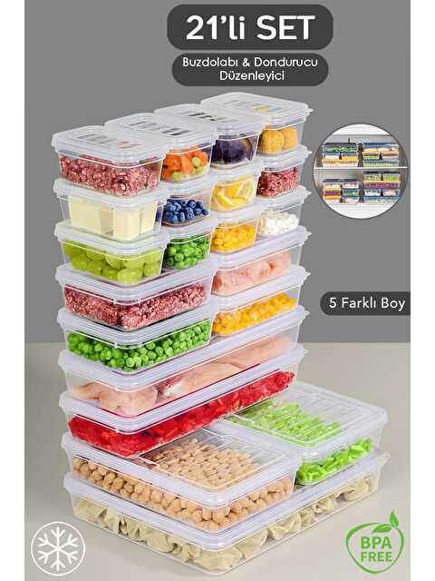 Meleni Home 21 Parça Şeffaf Kapaklı Seti Organizer Düzenleyici Gıda Erzak Kabı - S000378977-26865