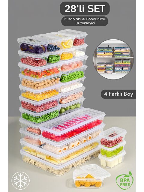 Meleni Home 28 Parça Şeffaf Kapaklı Seti Organizer Düzenleyici Gıda Erzak Kabı - S000378980-26865