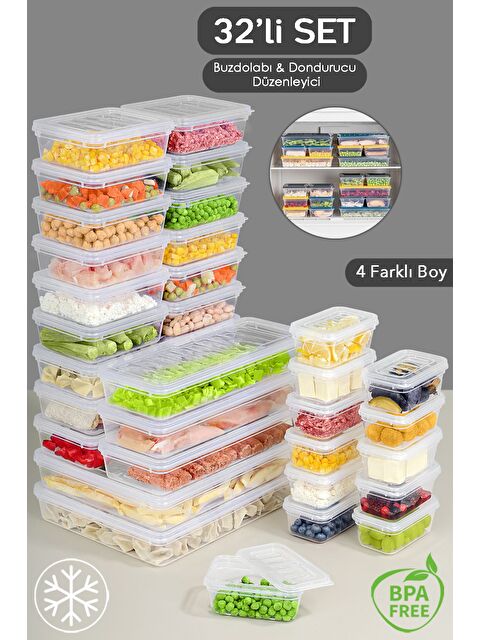 Meleni Home 32 Parça Şeffaf Kapaklı Seti Organizer Düzenleyici Gıda Erzak Kabı - S000378982-26865