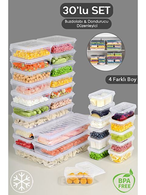 Meleni Home 30 Parça Şeffaf Kapaklı Seti Organizer Düzenleyici Gıda Erzak Kabı - S000378985-26865