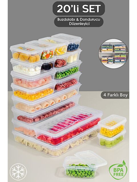 Meleni Home 20 Parça Şeffaf Kapaklı Seti Organizer Düzenleyici Gıda Erzak Kabı - S000378990-26865