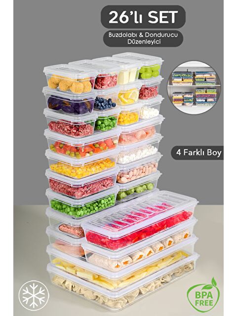 Meleni Home 26 Parça Şeffaf Kapaklı Seti Organizer Düzenleyici Gıda Erzak Kabı - S000378994-26865