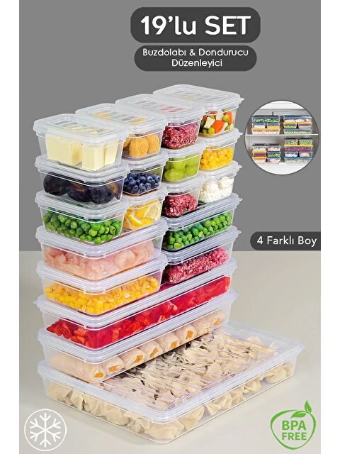 Meleni Home 19 Parça Şeffaf Kapaklı Seti Organizer Düzenleyici Gıda Erzak Kabı - S000378995-26865