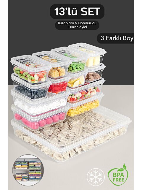 Meleni Home 13 Parça Şeffaf Kapaklı Seti Organizer Düzenleyici Gıda Erzak Kabı - S000378998-26865