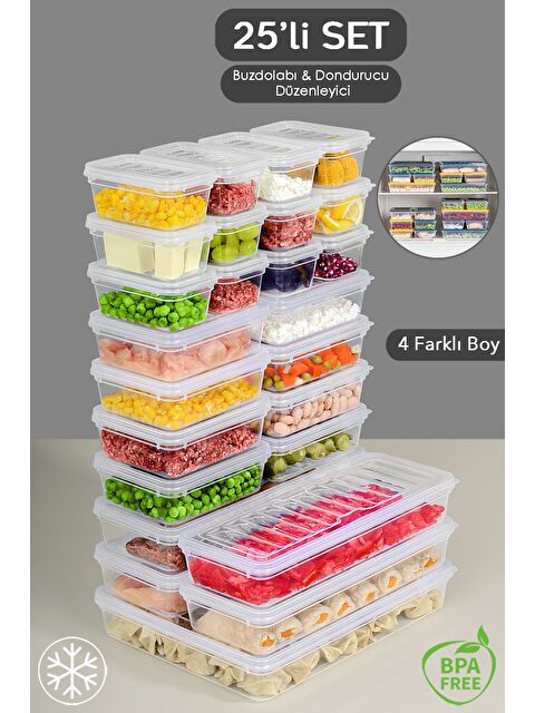 Meleni Home 25 Parça Şeffaf Kapaklı Seti Organizer Düzenleyici Gıda Erzak Kabı - S000378999-26865