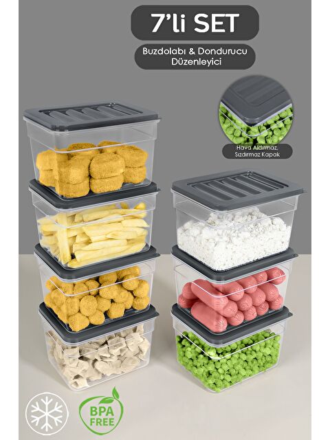 Meleni Home 7 li Derin Buzdolabı Organizer Set 1100 ml Antrasit - S000379006-29666