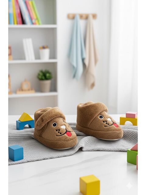 Oksit Sevimli Hayvanlar Cırtlı Kaydırmaz Taban Kreş Ev Okul Ayakkabısı Bebek Çocuk Panduf Ev Botu - S000440122-14955