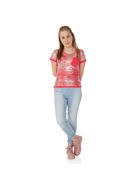 Toontoykids Kız Çocuk Tişört Komple Varak Baskı Lazer Kesim - S000255968-20048