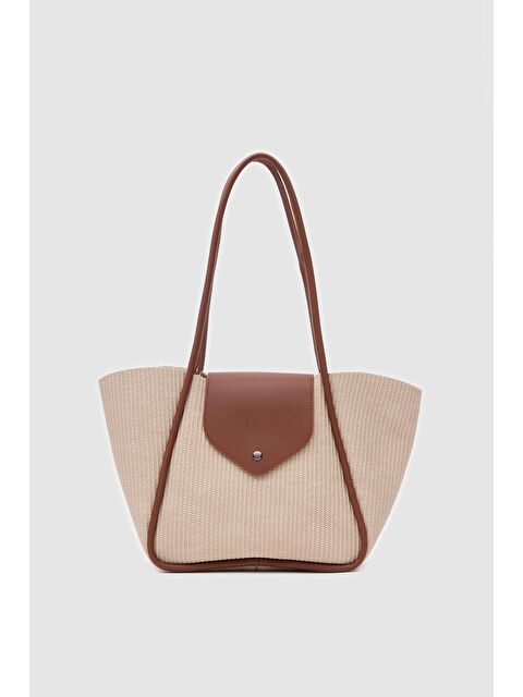 Shulebags Petre Hasır Omuz Çantası Krem - S000440132-19966