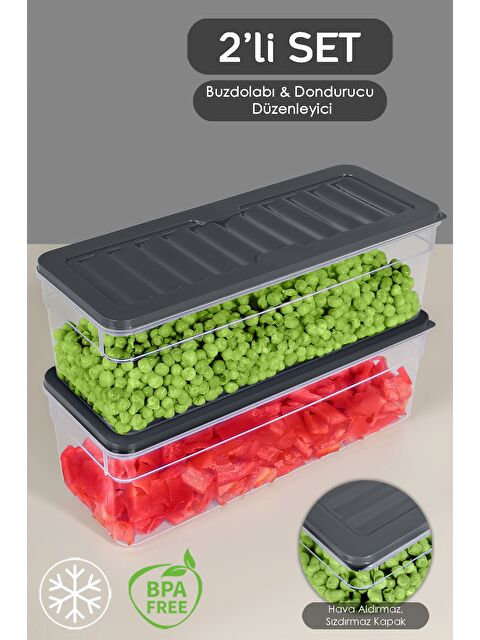 Meleni Home 2'li Derin Buzdolabı Organizer Set 2470 ml Antrasit - S000379031-29666