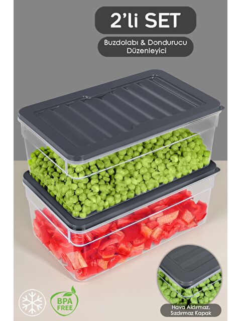 Meleni Home 2'li Derin Buzdolabı Organizer Set 2500 ml Antrasit - S000379037-29666