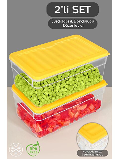 Meleni Home 2'li Derin Buzdolabı Organizer Set 2500 ml Sarı - S000379051-20072