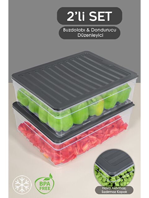 Meleni Home 2'li Derin Buzdolabı Organizer Set 5300 ml Antrasit - S000379054-29666