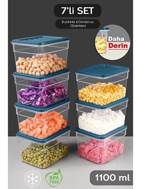Meleni Home 7 li Derin Buzdolabı Organizer Set 1100 ml Mavi - S000379103-17234