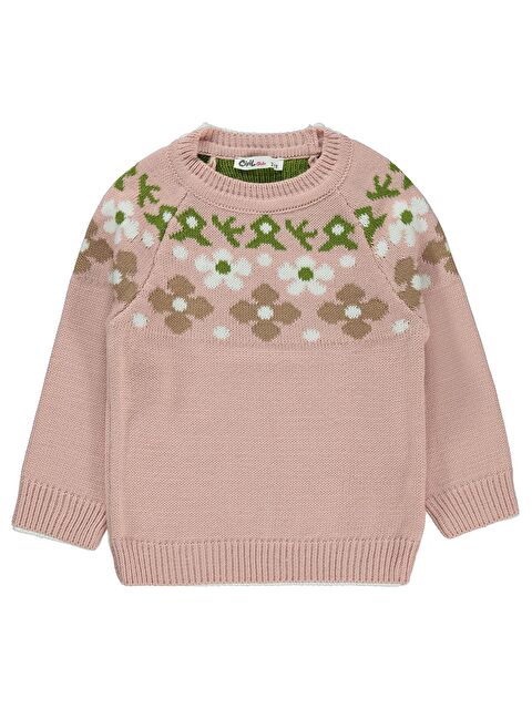 Civil Girls Kız Çocuk Roba Papatya Desenli 2-5 Yaş Kazak - Pudra