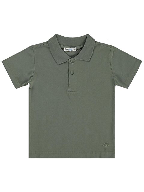 Civil Boys Erkek Çocuk Palmiye Nakışlı Polo Yaka 2-5 Yaş Tişört - Haki