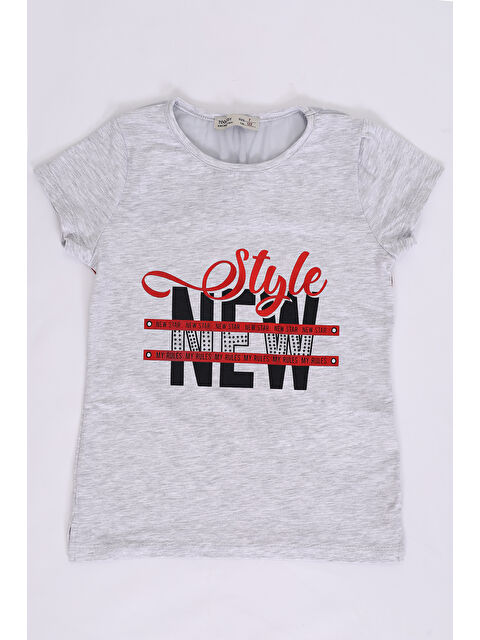 Toontoykids Kız Çocuk Baskılı Taş İşlemeli Tişört