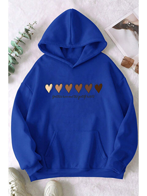 uyguntarz Unisex Kalp Baskılı Oversize Sweatshirt - S000265338-17234