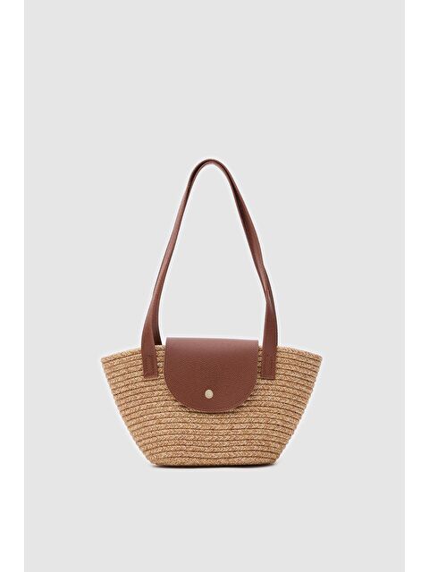 Shulebags Maia Handmade Hasır Omuz Çantası Vizon - S000440144-26429