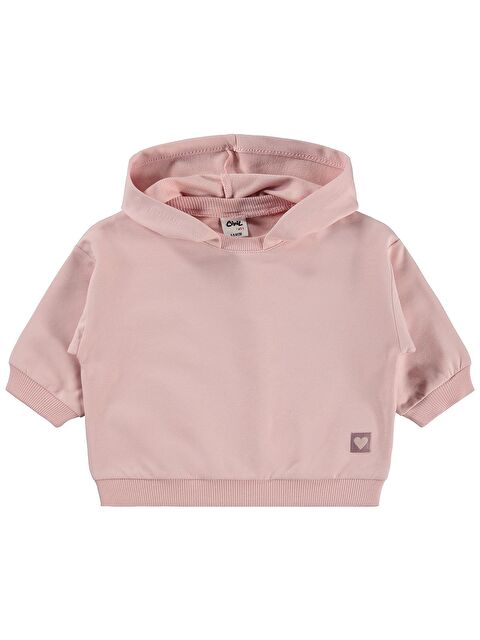 Civil Baby Basic Kalp Etiketli Kapüşonlu 6-18 Ay Sweatshirt - Pembe