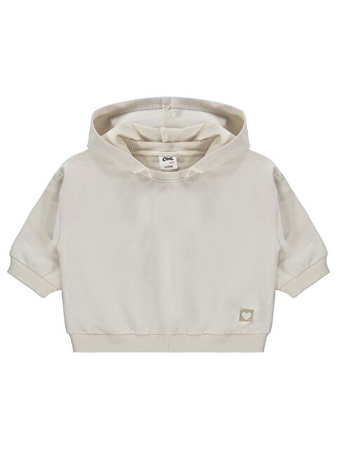 Civil Baby Basic Kalp Etiketli Kapüşonlu 6-18 Ay Sweatshirt - Bej