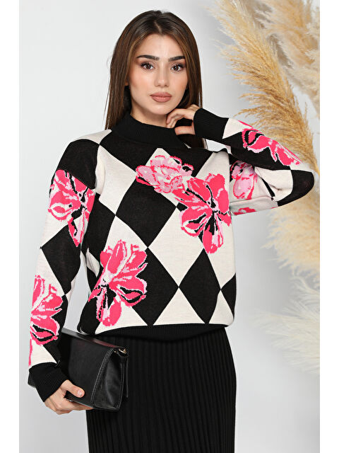 Gülseli Kadın Desenli Triko Kazak (s-m-l Beden Uyumludur) - S000313223-5476