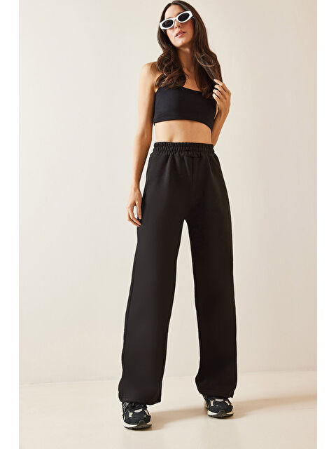 Xhan Siyah Yüksek Bel Oversize & Bol Kesim Eşofman Altı 5KXK8-49035-02 - S000296835-19351