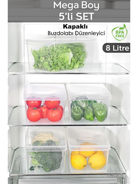 Meleni Home 5 Adet Kapaklı Saklama Kabı 8 Litre - S000379229-26865