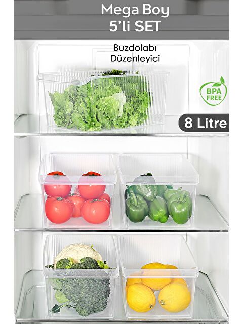 Meleni Home 5 Adet Dolap İçi Buzdolabı Düzenleyici Organizer Sepet 8 Litre - S000379237-26865