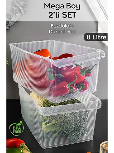 Meleni Home 2 Adet Dolap İçi Buzdolabı Düzenleyici Organizer Sepet 8 Litre - S000379239-26865