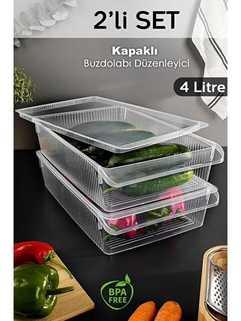 Meleni Home 2 Adet Kapaklı Saklama Kabı 4 Litre - S000379245-26865