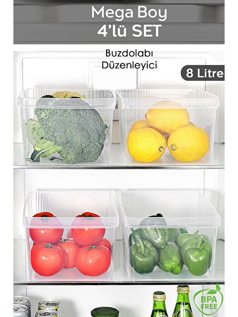 Meleni Home 4 Adet Dolap İçi Buzdolabı Düzenleyici Organizer Sepet 8 Litre - S000379247-26865