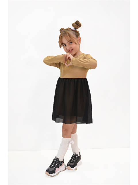 Luess Kız Çocuk Tül Detaylı Triko Elbise - S000137181-19413