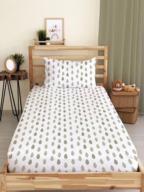 Evmila Yaprak Desenli Baskılı Tek Kişilik Lastikli Çarşaf Seti - S000123678-23173