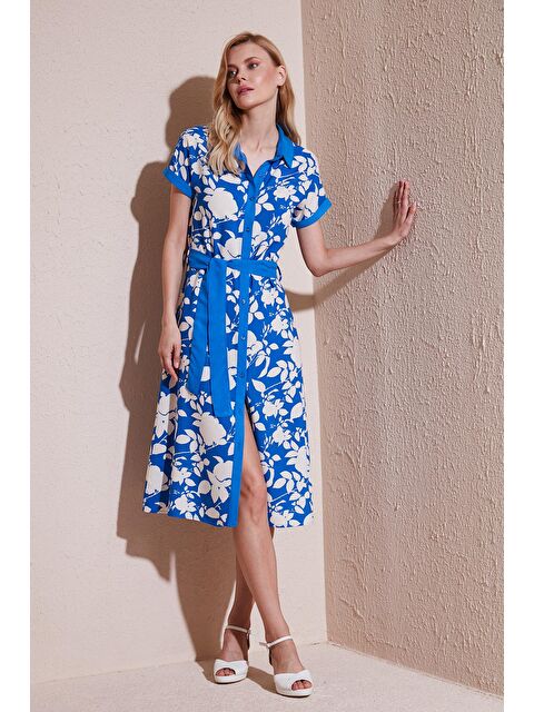 Lela Kemerli Regular Fit Midi Gömlek Kadın Elbise 66924552S4 - S000216411-37369