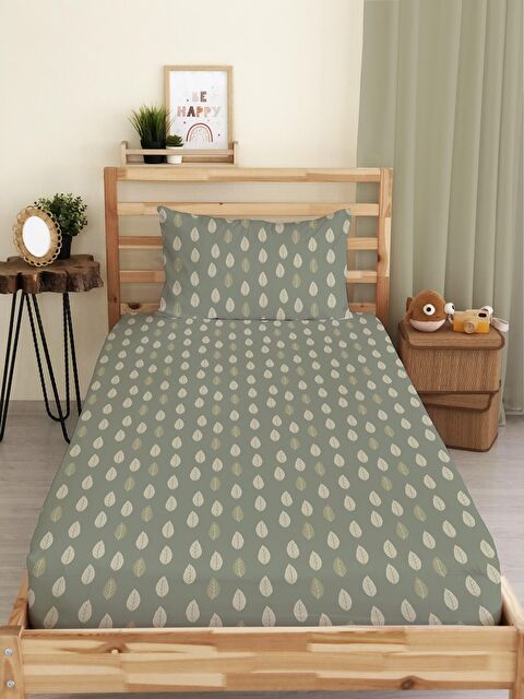 Evmila Yaprak Desenli Baskılı Tek Kişilik Lastikli Çarşaf Seti - S000123679-23173