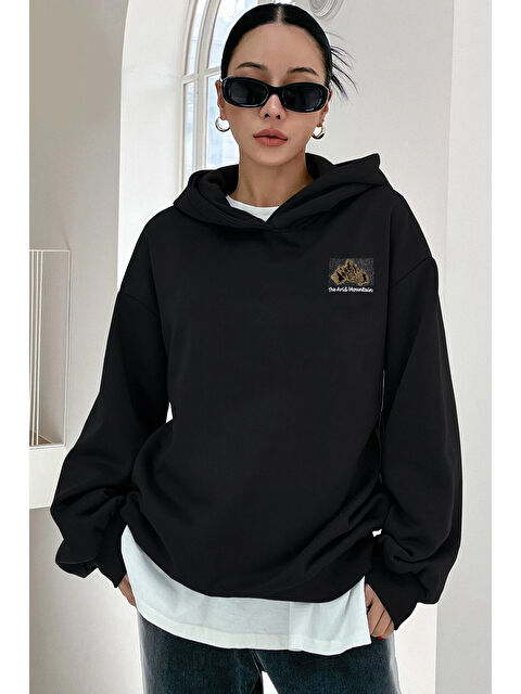 uyguntarz Unisex Oversize Arid Mountain Baskılı Sweatshirt - S000267811-19351