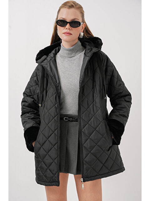 Bigdart 5197 Kapüşonlu Kapitone Mont   Siyah - S000313226-19351