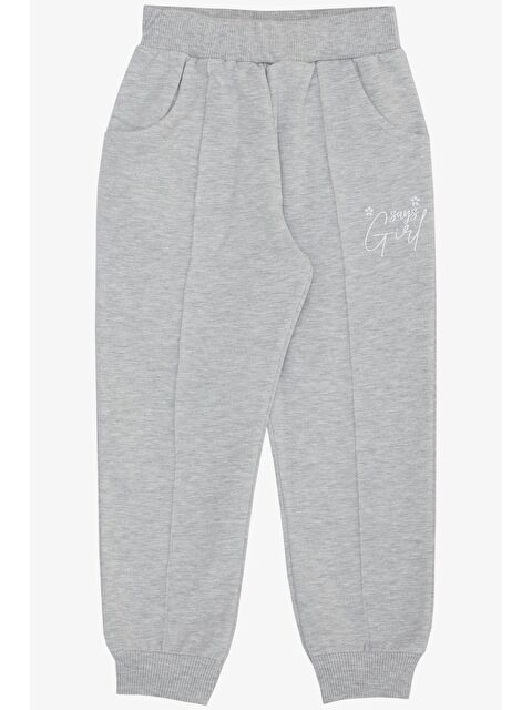 Breeze Kız Bebek Alt Cepli Yazı Baskılı Açık Gri Melanj (1.5-5 Yaş) - S000147289-17308