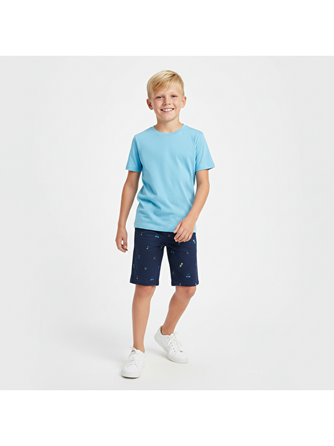 Bonbon Erkek Çocuk Lacivert Renk Baskılı Şort Bb2117