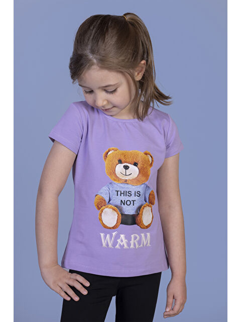Toontoykids Kız Çocuk Ayıcık Baskılı Tişört